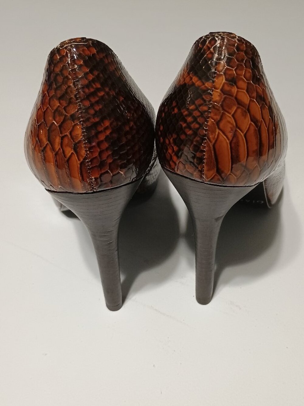 Gianni Bini Brown Snakeskin Embossed Leather Platform Pumps Women’s 7.5M - Picture 5 of 12